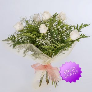 Ramo de 6 rosas blancas